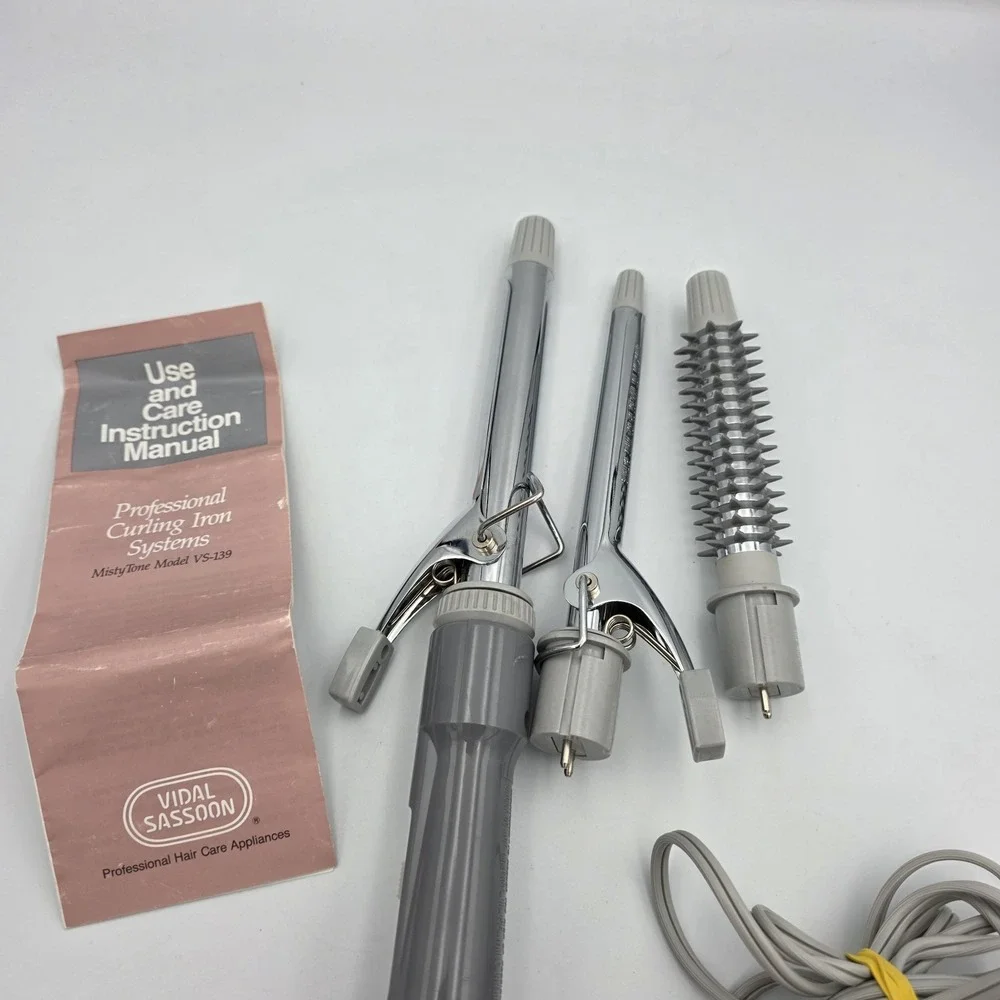 Vintage 80's Vidal Sassoon Misty Tone Blue VS-139 Dual Curling Brush Iron System